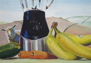 Surreal still life fruit and vegetables
